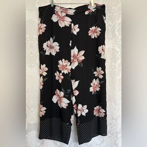 Breathless Women’s Floral Print Wide-Leg Pants With Polka Dot Hem Plus Size 3X